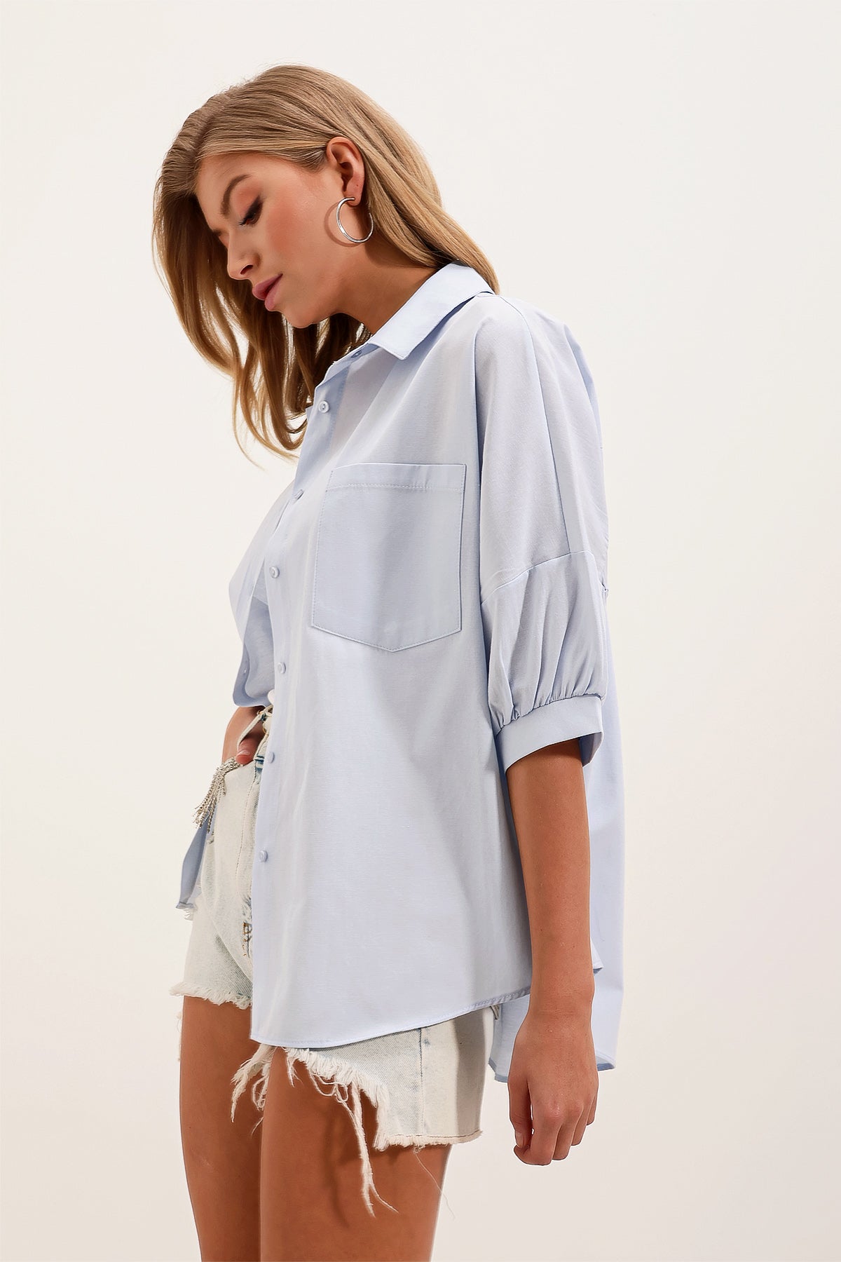 Baby Blue Women Shirt