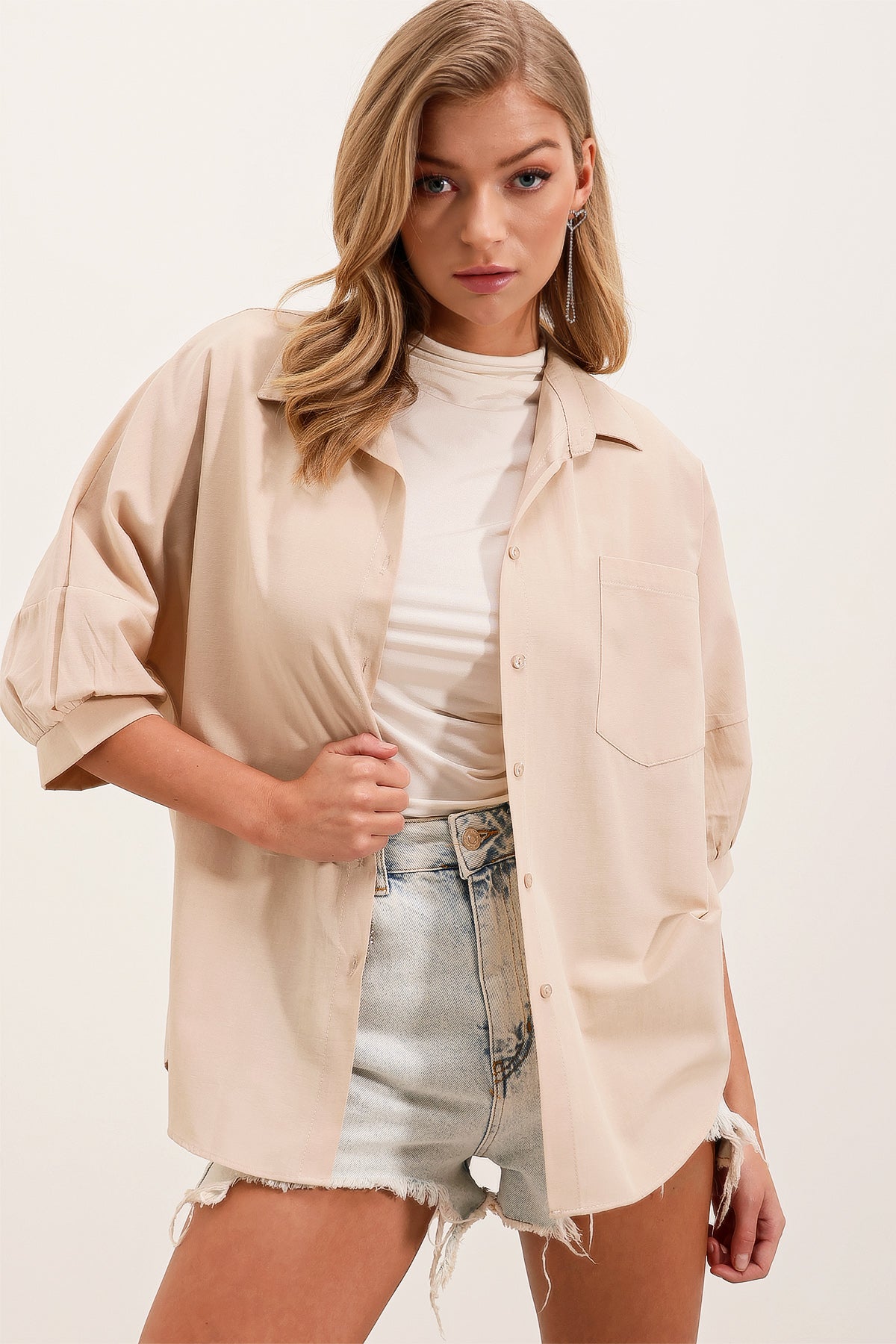 Cream Women Shirt