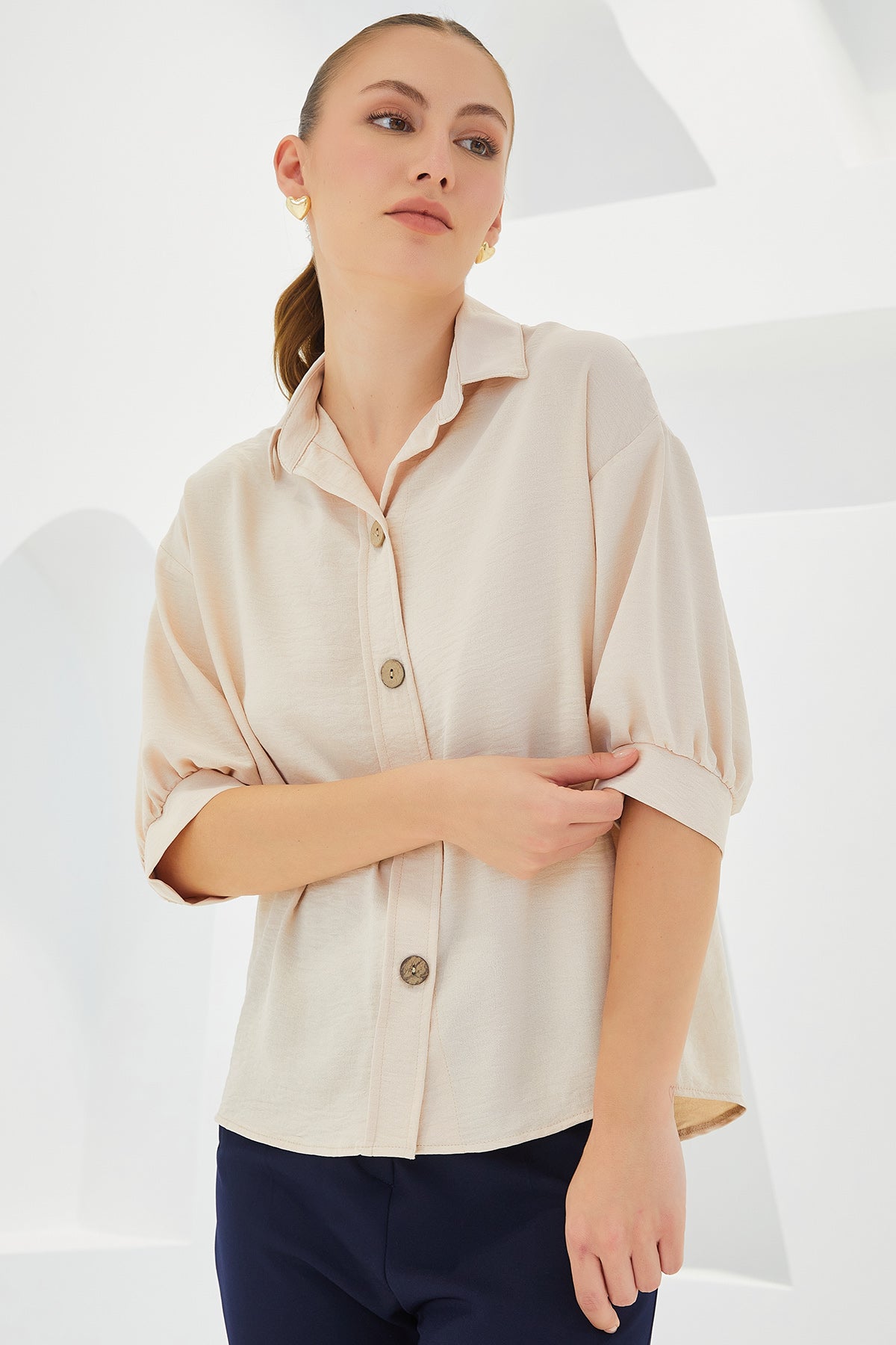 Cream Women Shirt