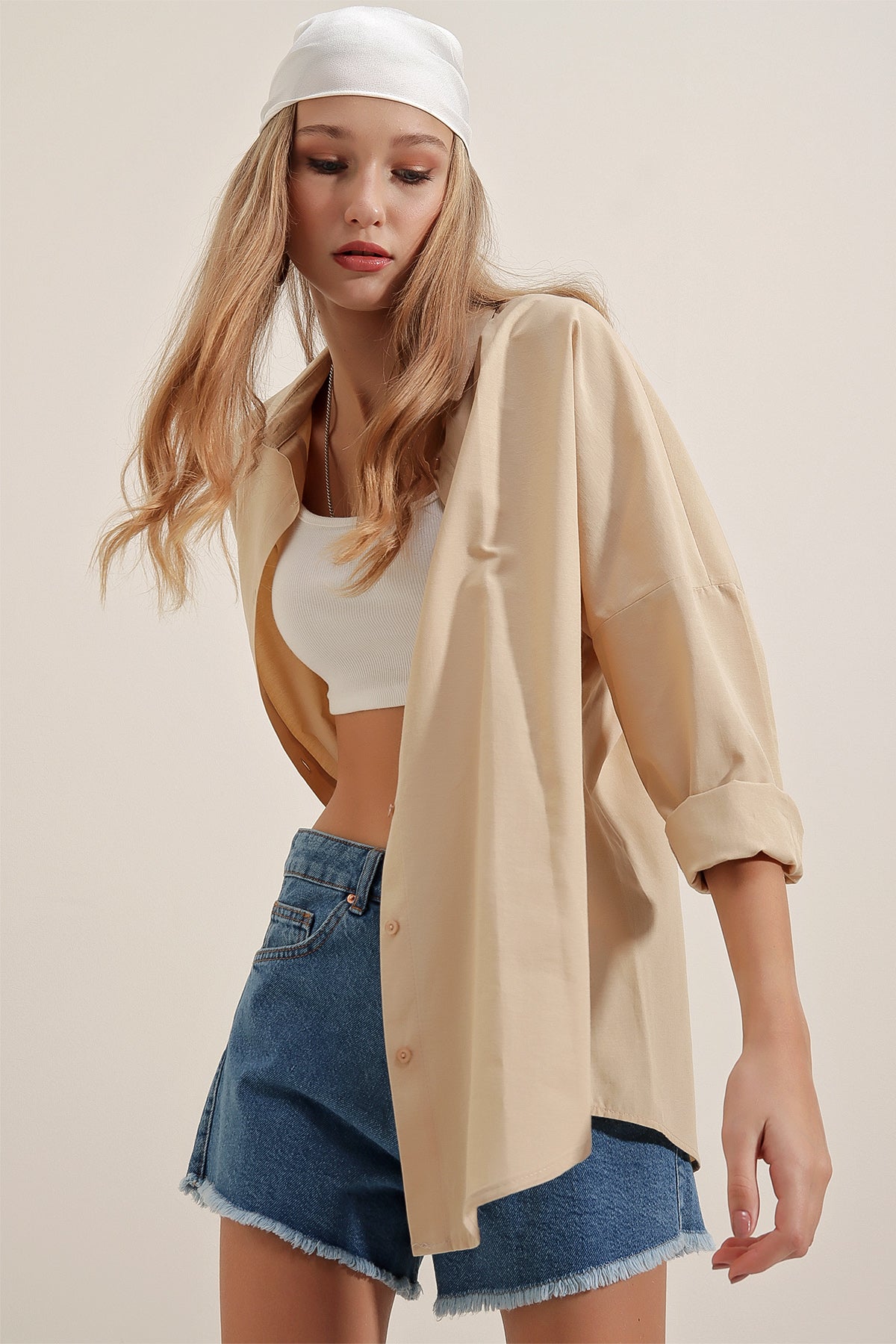 Beige Women Shirt