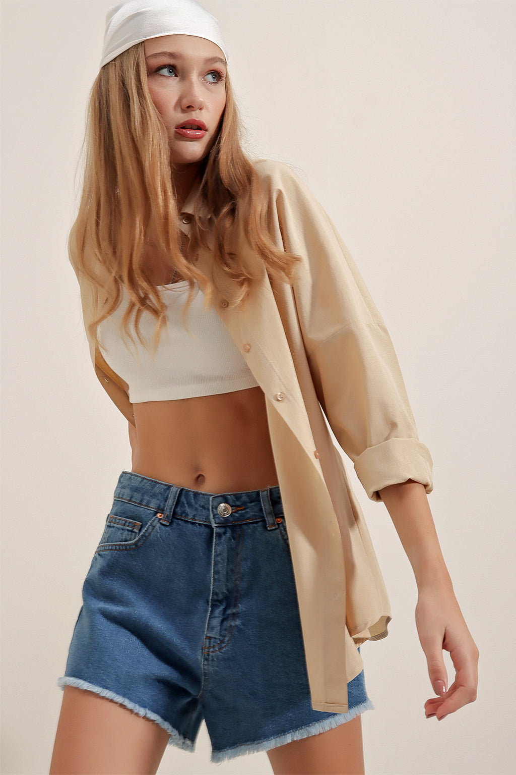 Beige Women Shirt