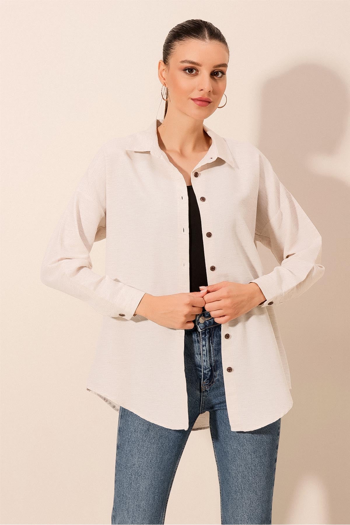 Cream Women Shirt