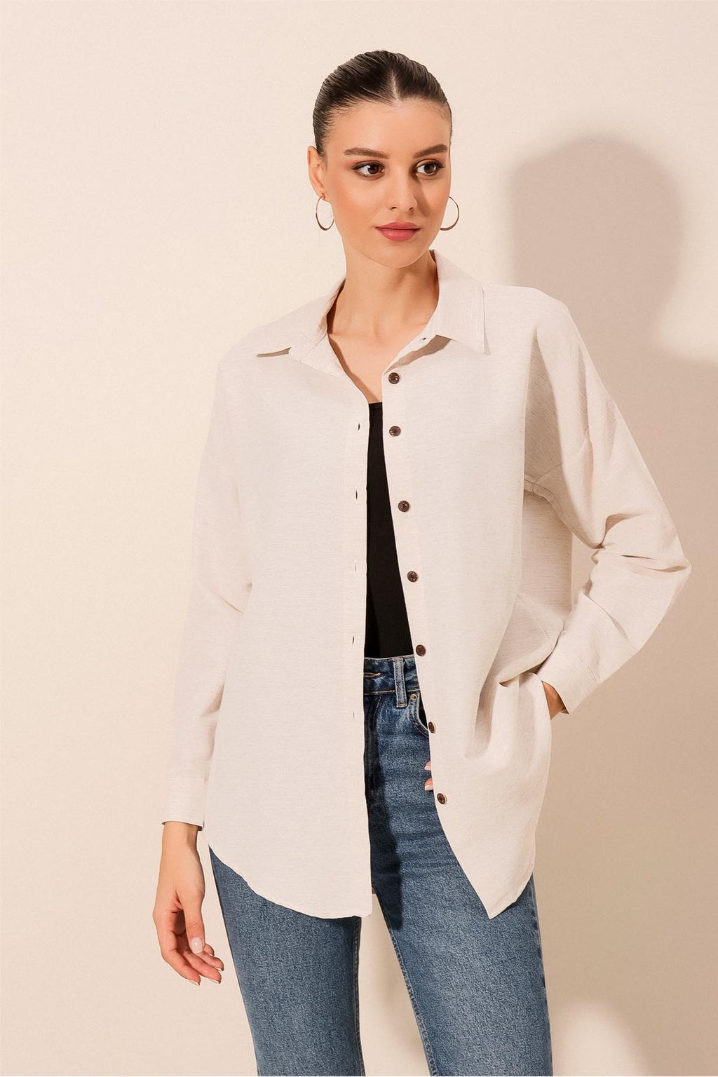 Cream Women Shirt