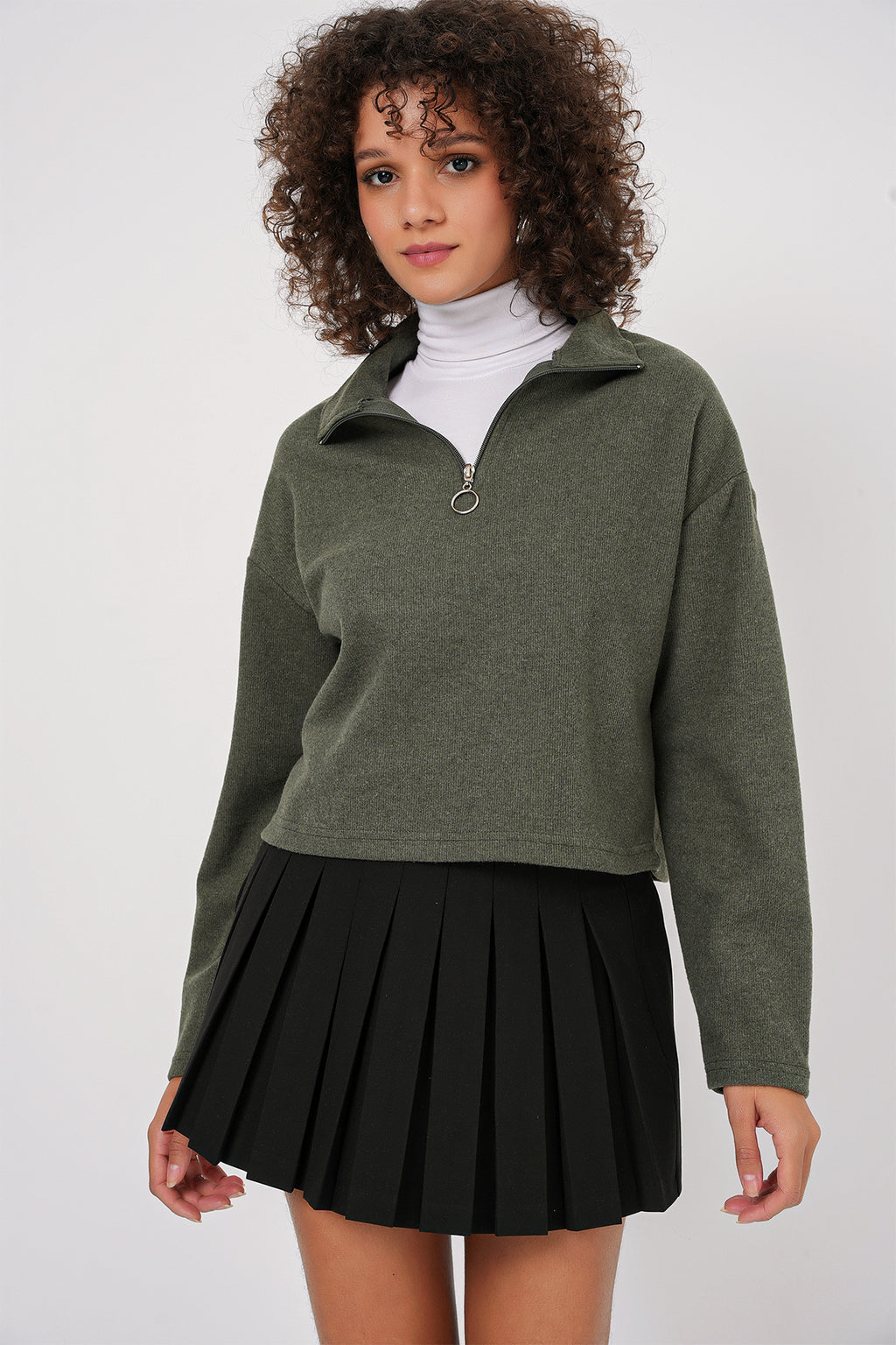 Khaki Women Sweatshirt