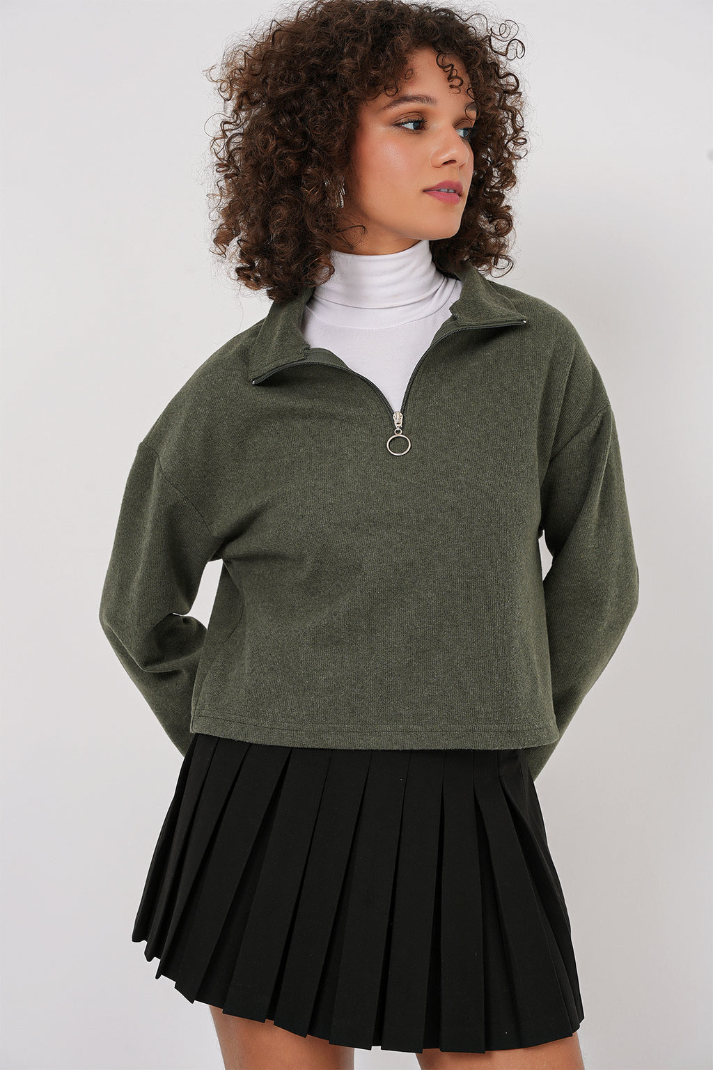 Khaki Women Sweatshirt