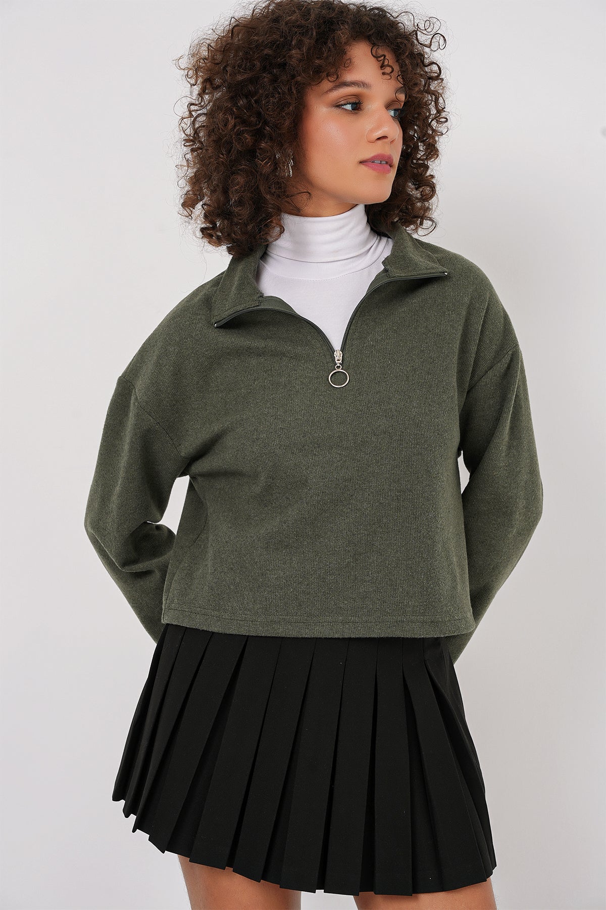 Khaki Women Sweatshirt
