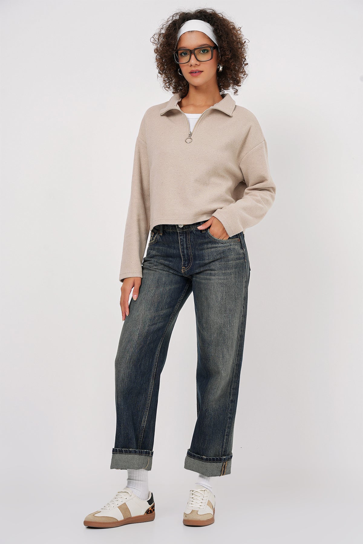 Cream Women Sweatshirt