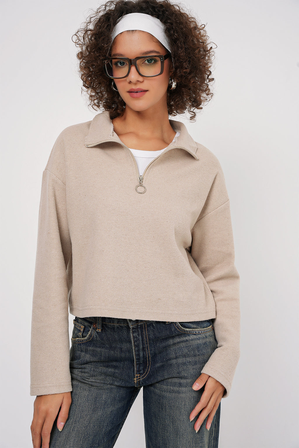 Cream Women Sweatshirt
