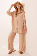Beige Women Top and Bottom Set