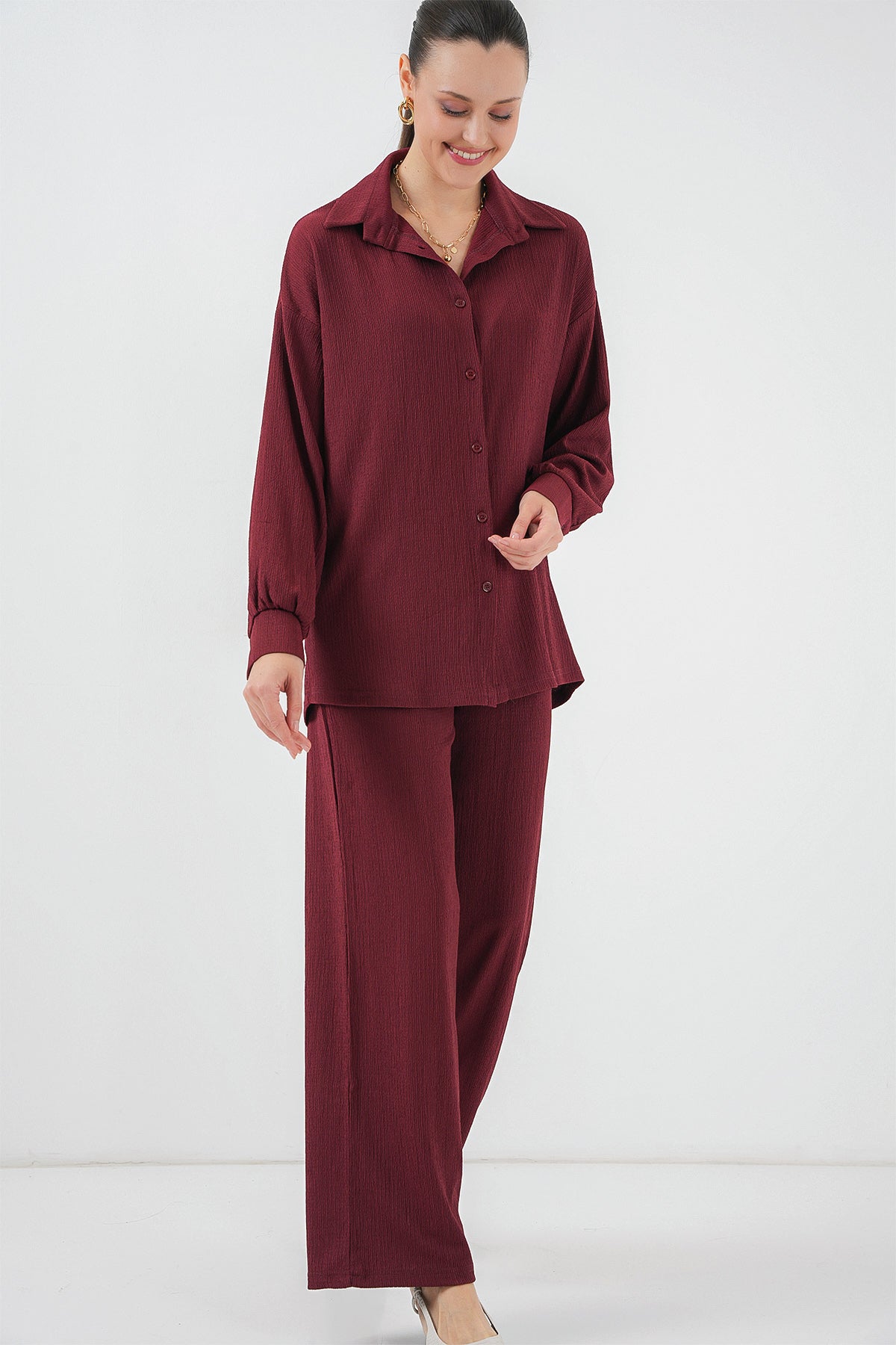 Burgundy Women Top and Bottom Set