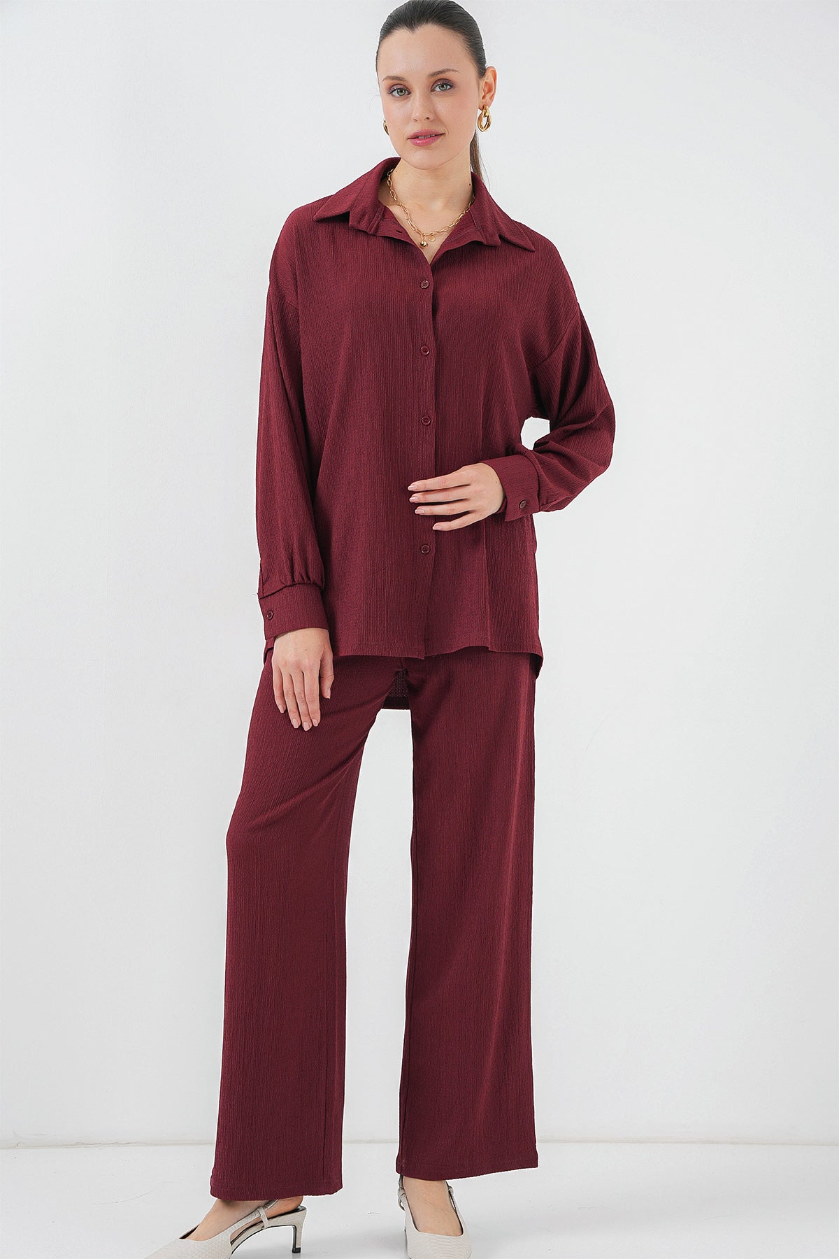 Burgundy Women Top and Bottom Set