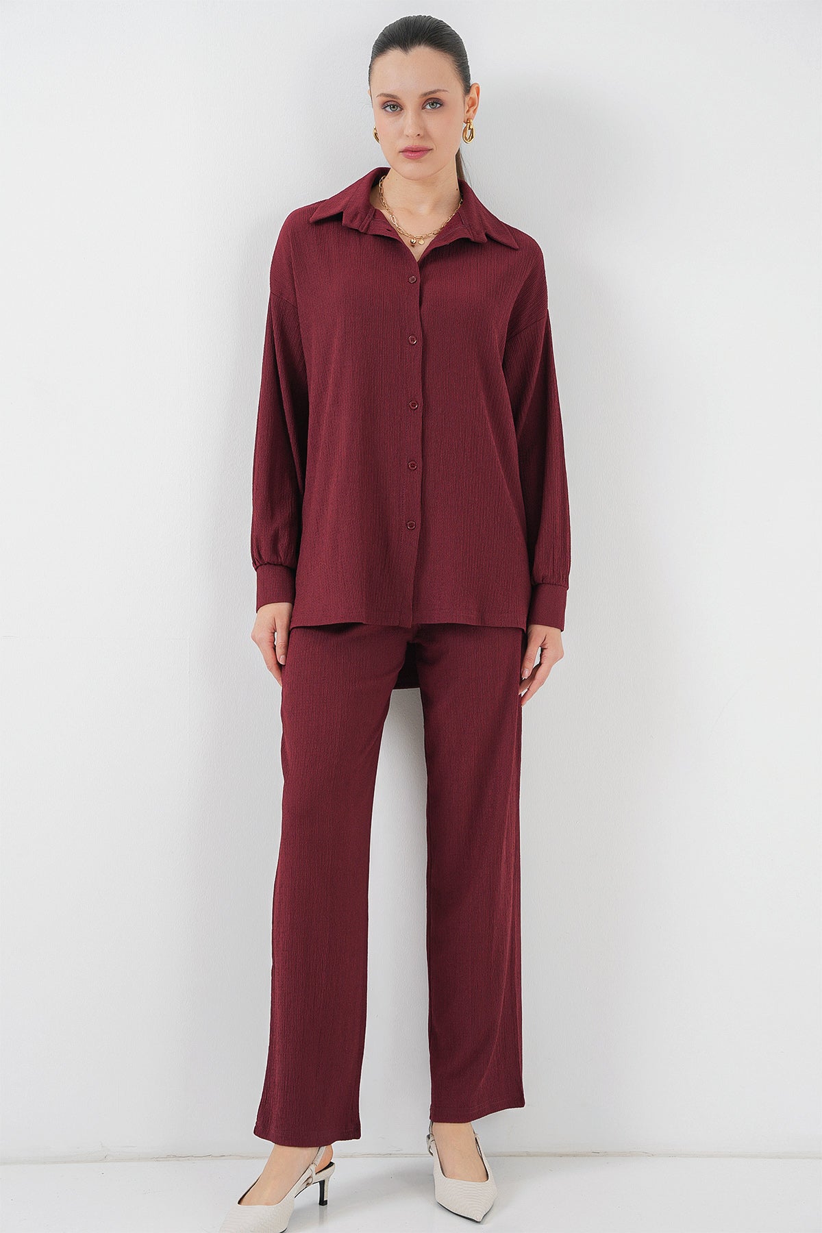 Burgundy Women Top and Bottom Set