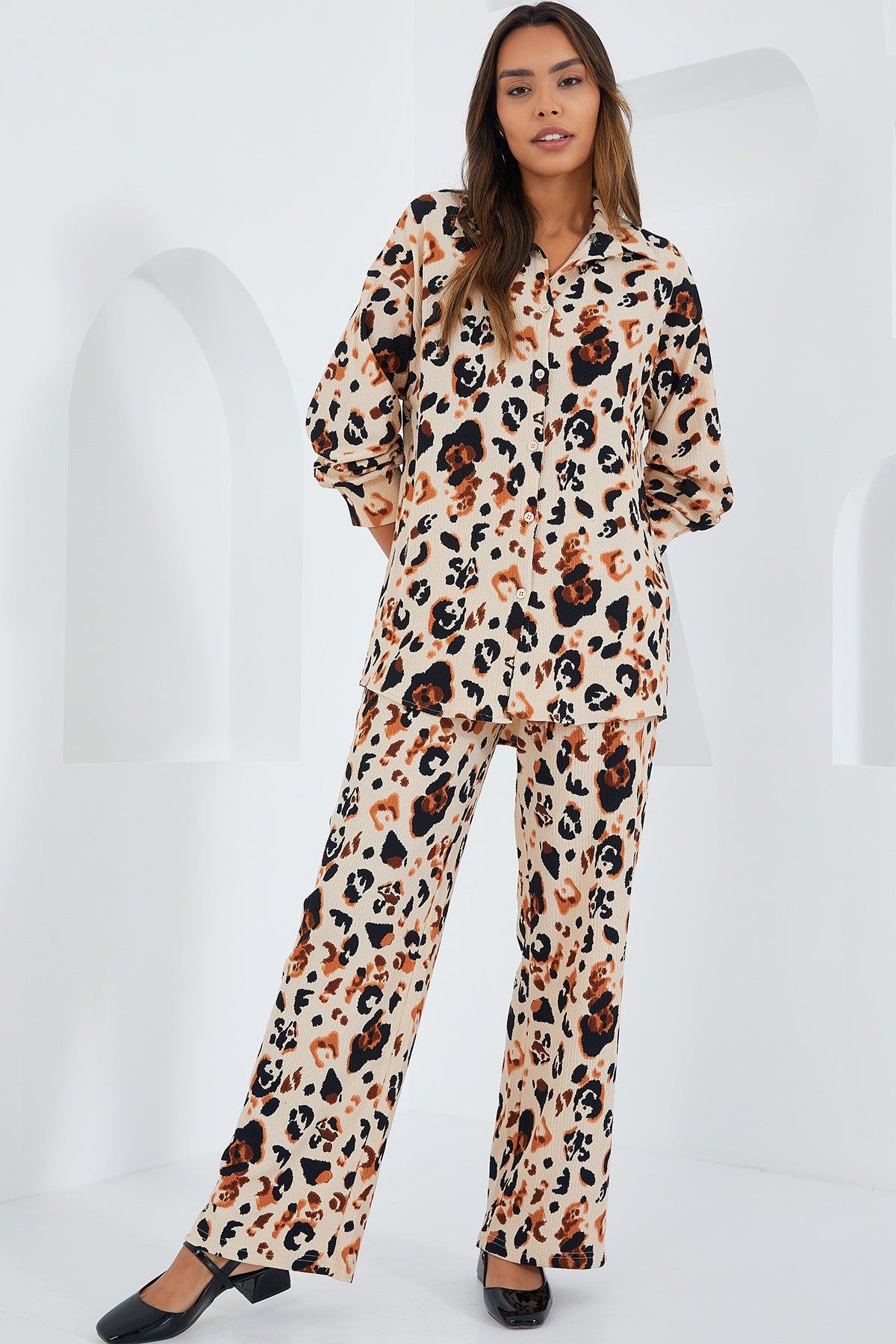 Cream Women Top and Bottom Set