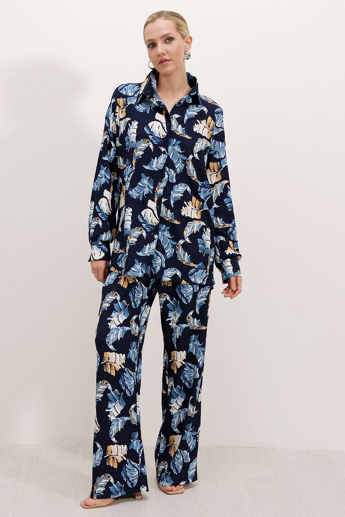 Navy Blue Women Top and Bottom Set