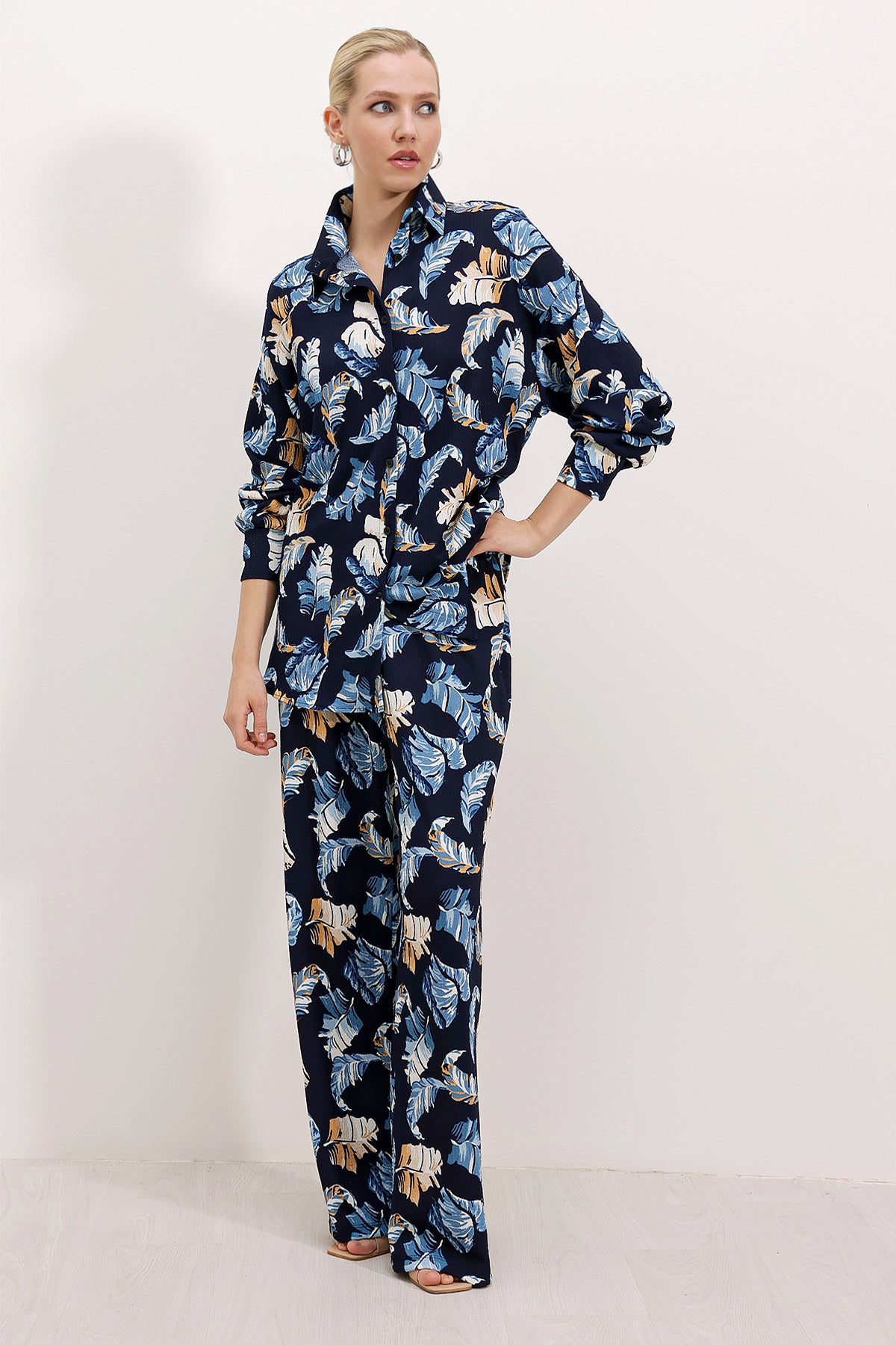 Navy Blue Women Top and Bottom Set