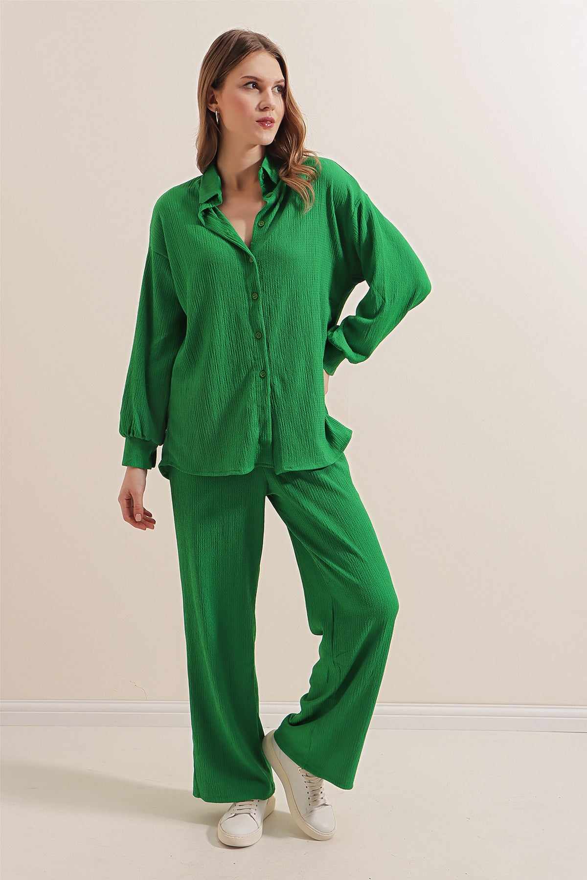 Green Women Top and Bottom Set