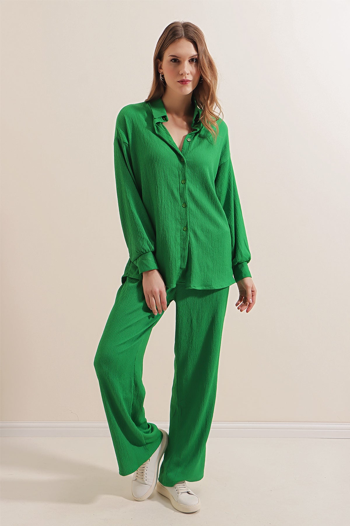 Green Women Top and Bottom Set