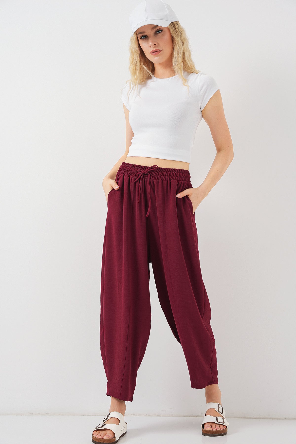 Burgundy Women Pants