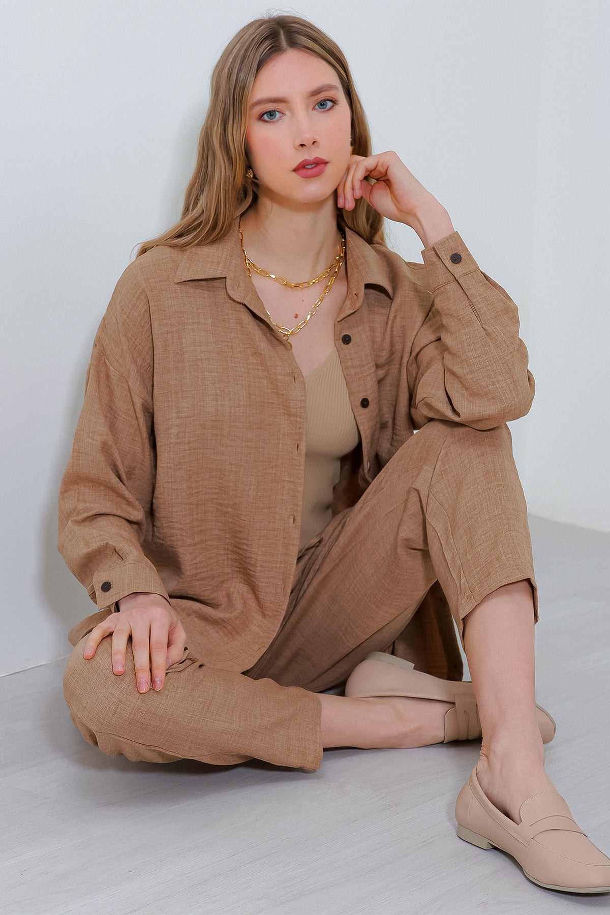 Camel Women Top and Bottom Set