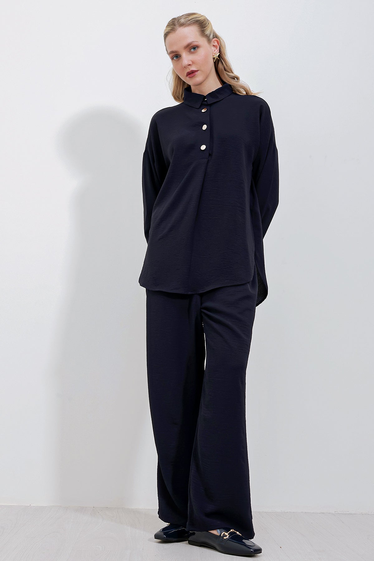 Navy Blue Women Top and Bottom Set