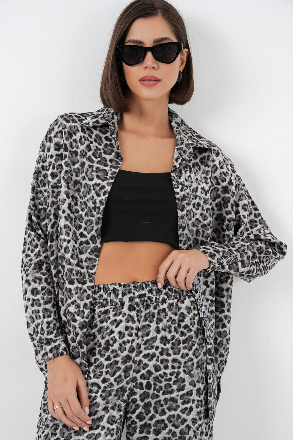 Anthracite Women Top and Bottom Set