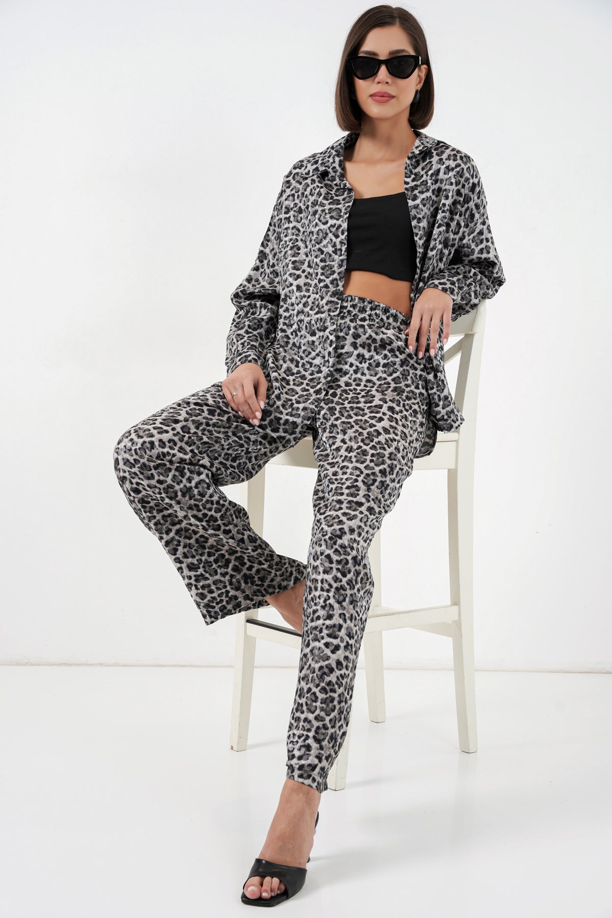 Anthracite Women Top and Bottom Set