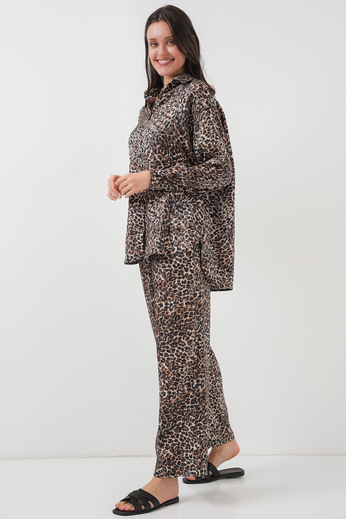 Brown Women Top and Bottom Set