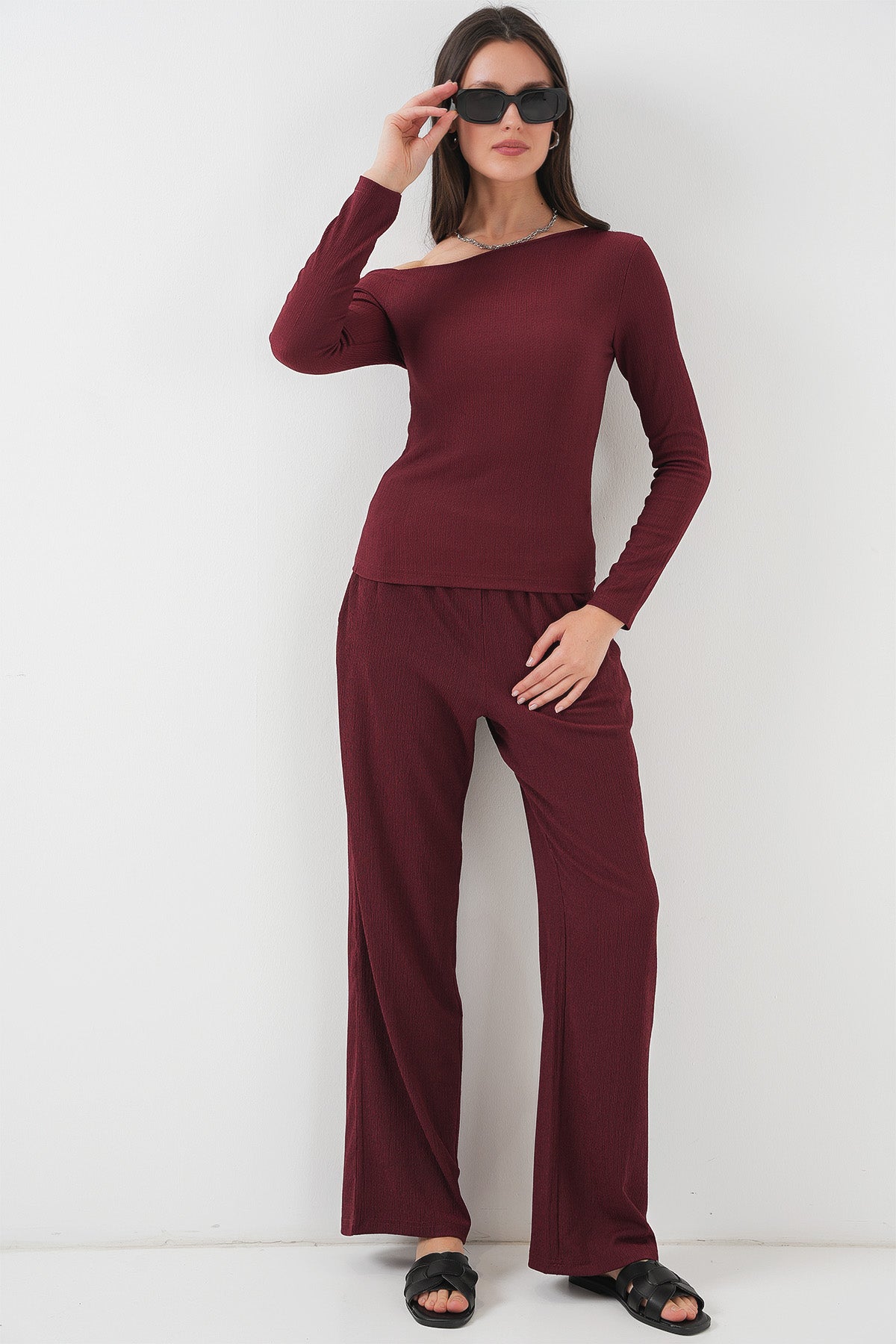 Burgundy Women Top and Bottom Set