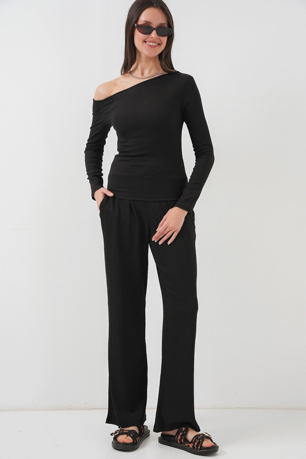 Black Women Top and Bottom Set