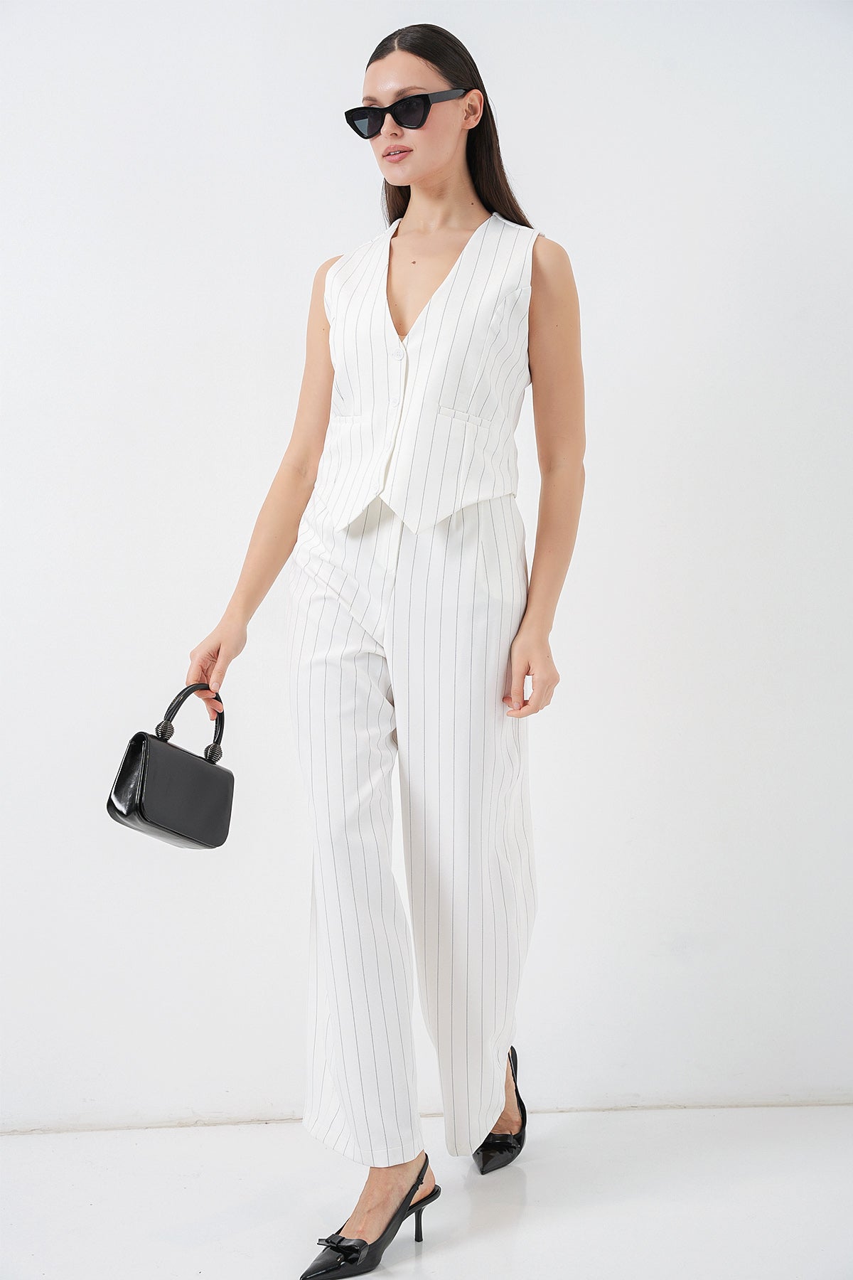 White Women Top and Bottom Set