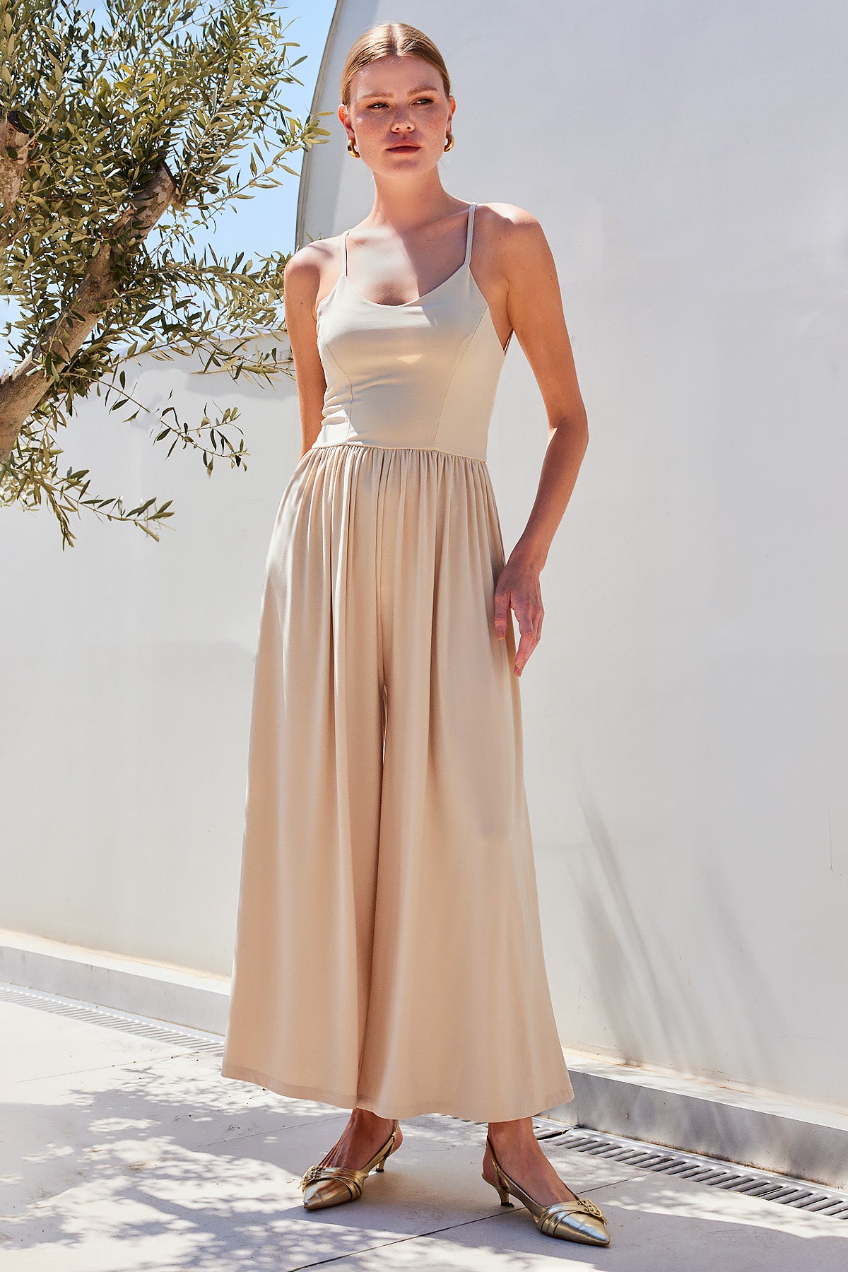 Beige Women Overalls