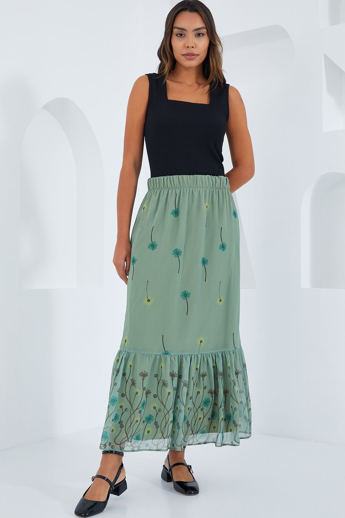 green Women Skirt