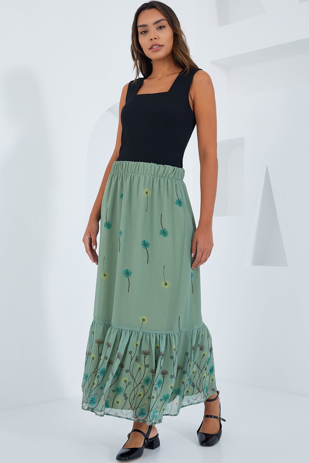 green Women Skirt