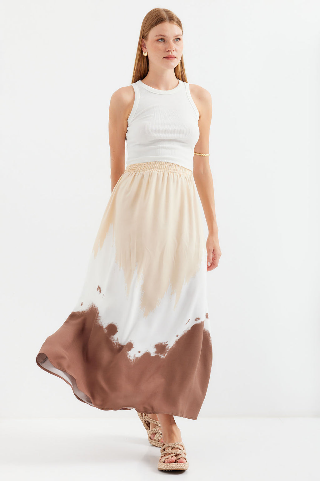 Beige Women Skirt