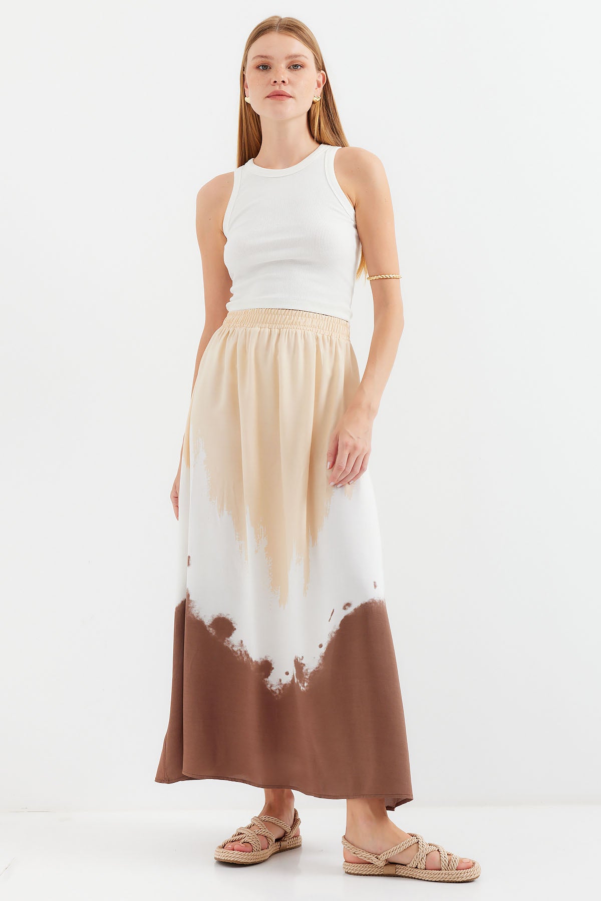 Beige Women Skirt