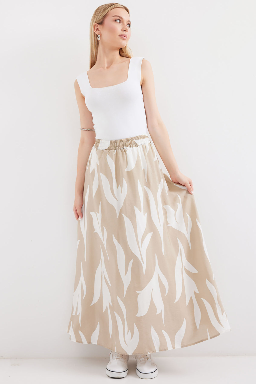 Beige Women Skirt