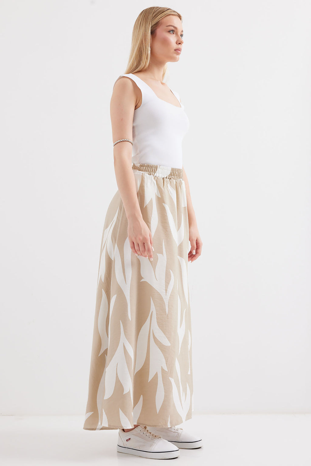 Beige Women Skirt
