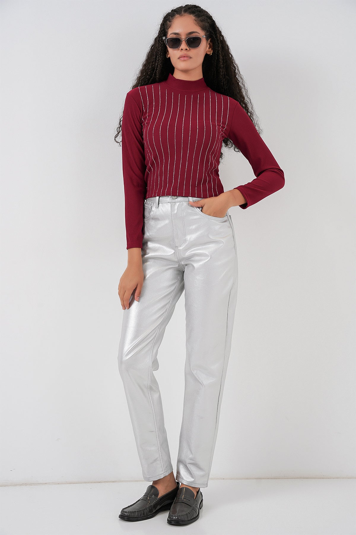 Burgundy Women Blouse