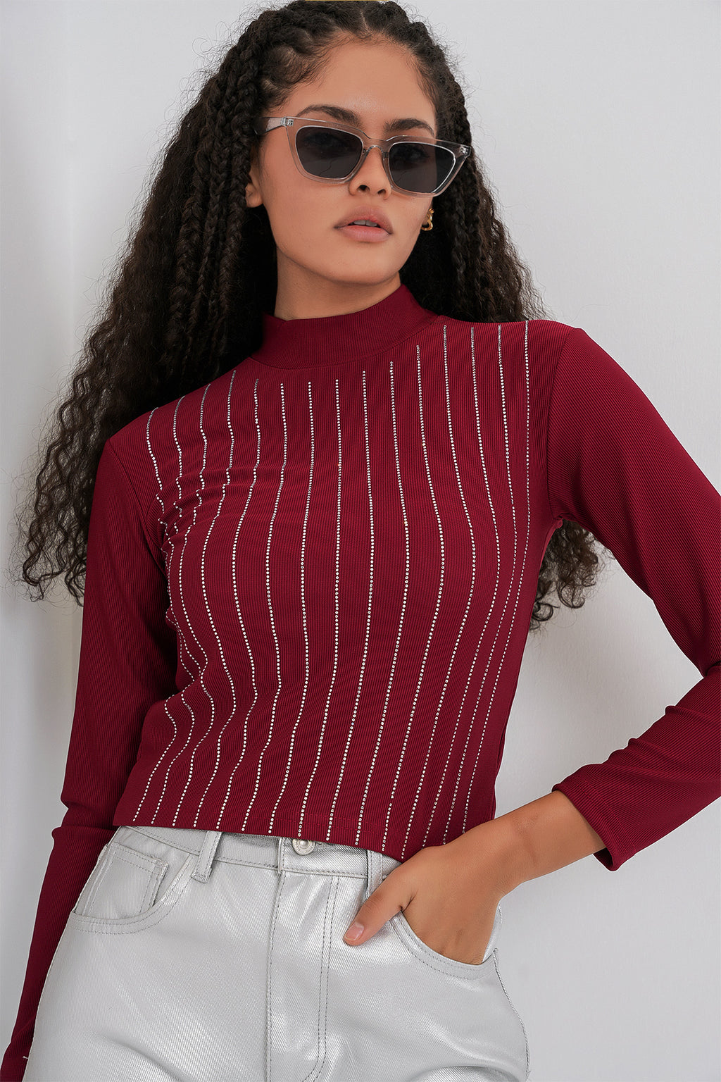 Burgundy Women Blouse