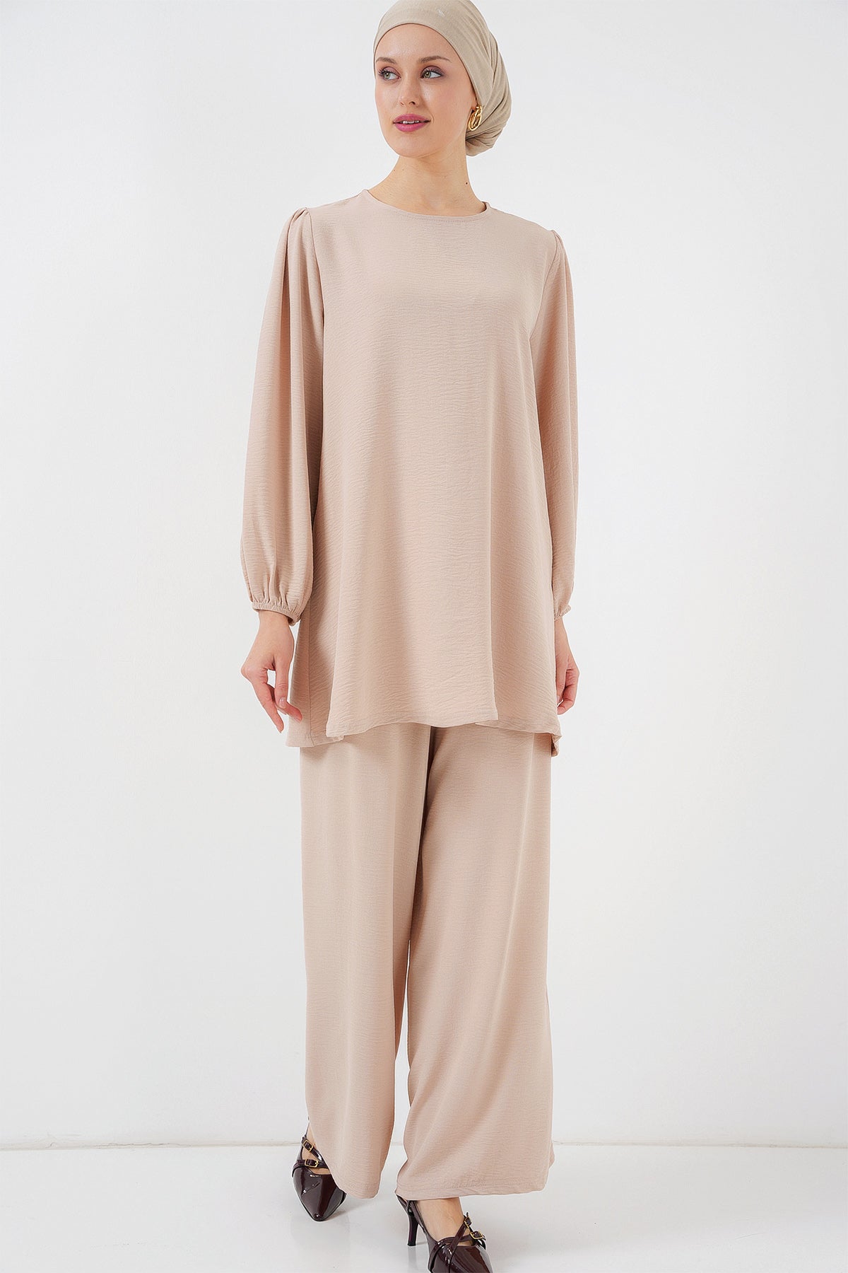 Cream Women Top and Bottom Set