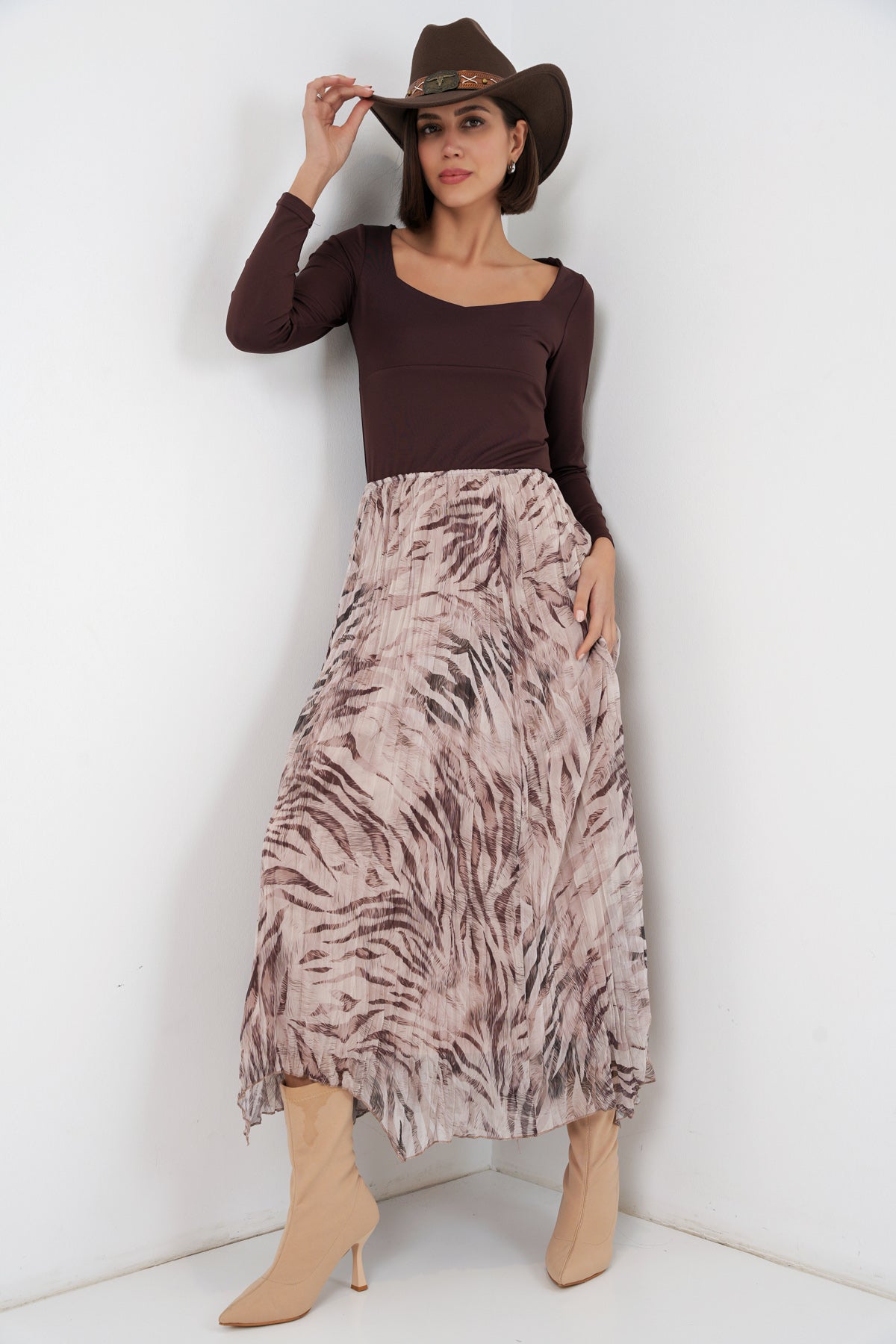 Beige Women Skirt