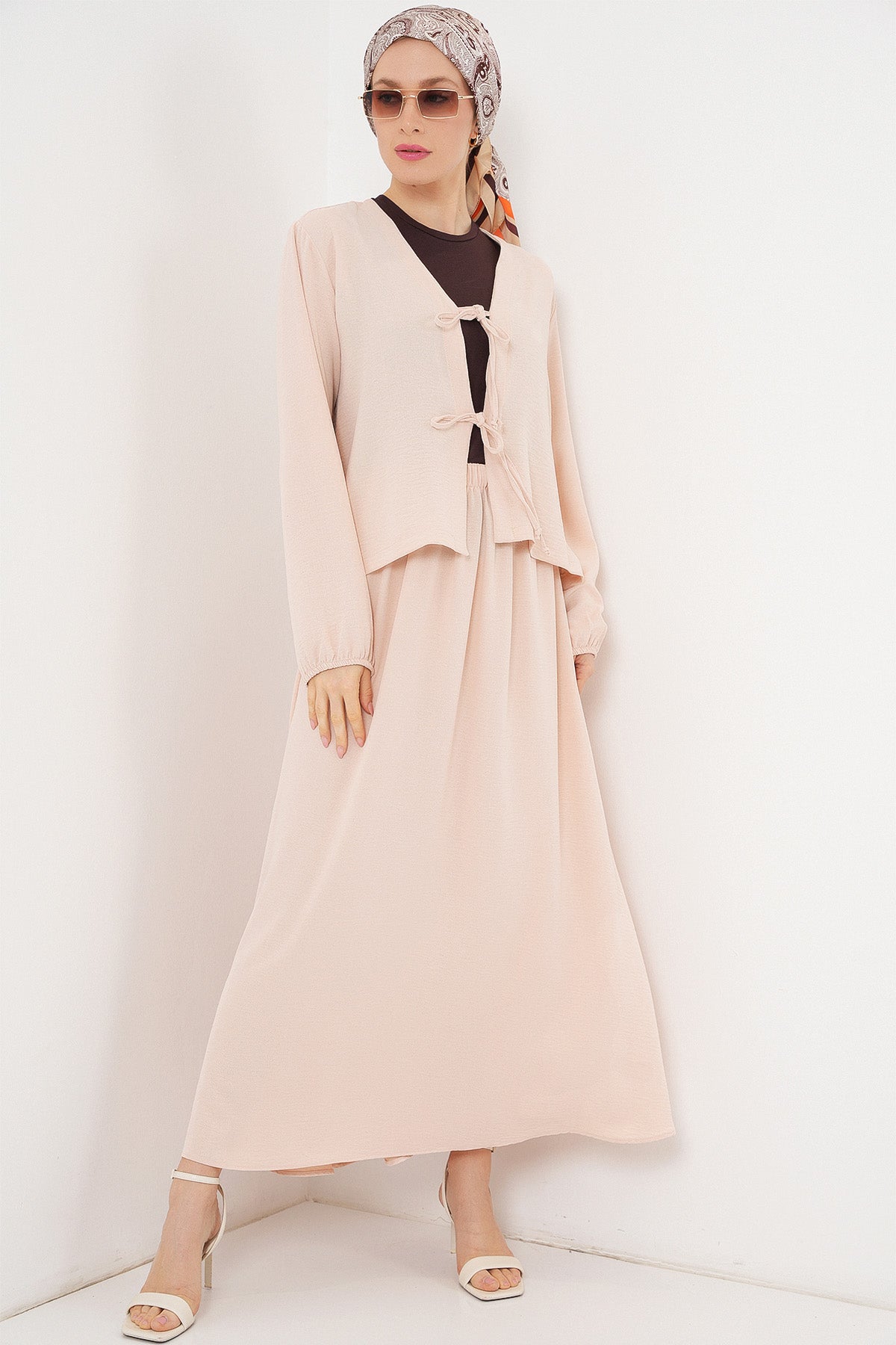 Cream Women Top and Bottom Set