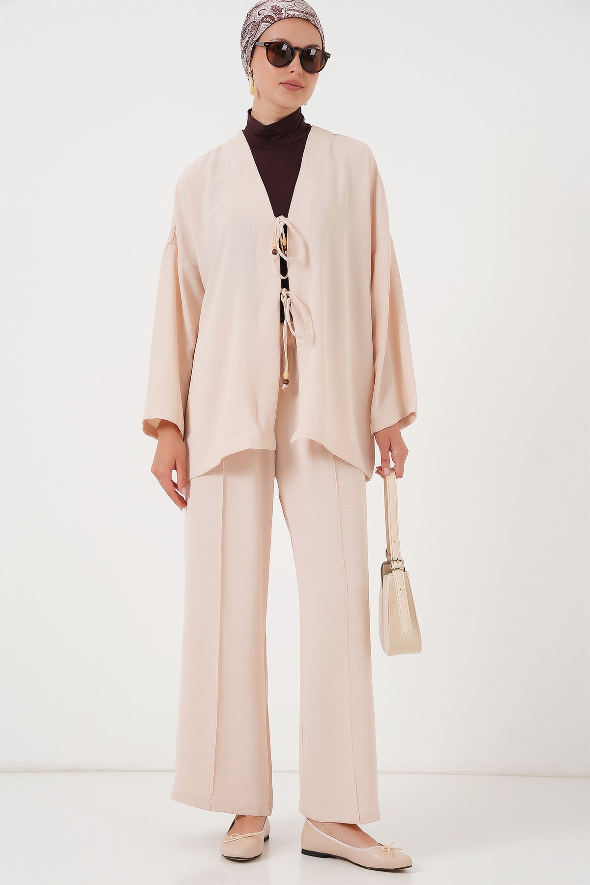 Cream Women Top and Bottom Set