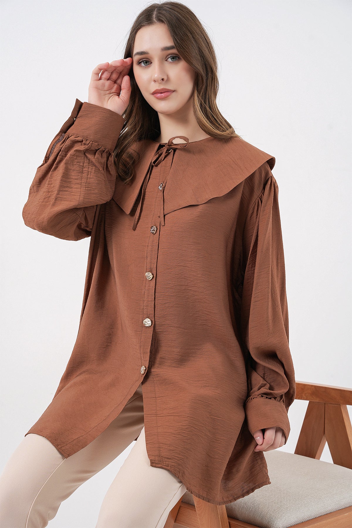 Milky Brown Women Tunic