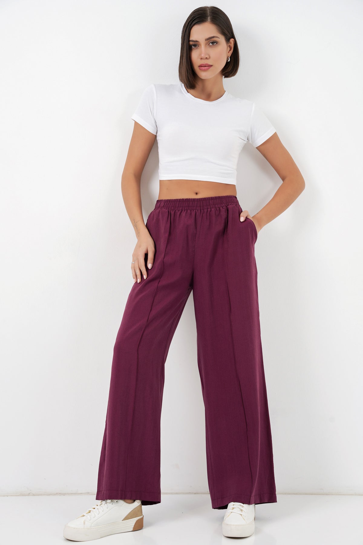 Burgundy Women Pants