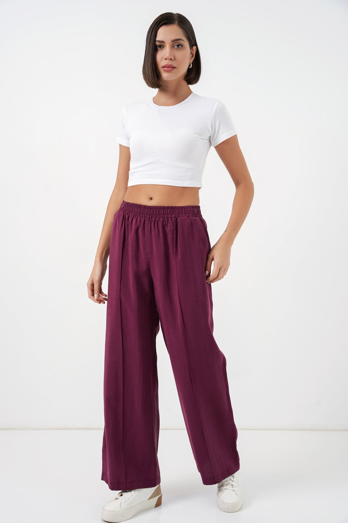 Burgundy Women Pants