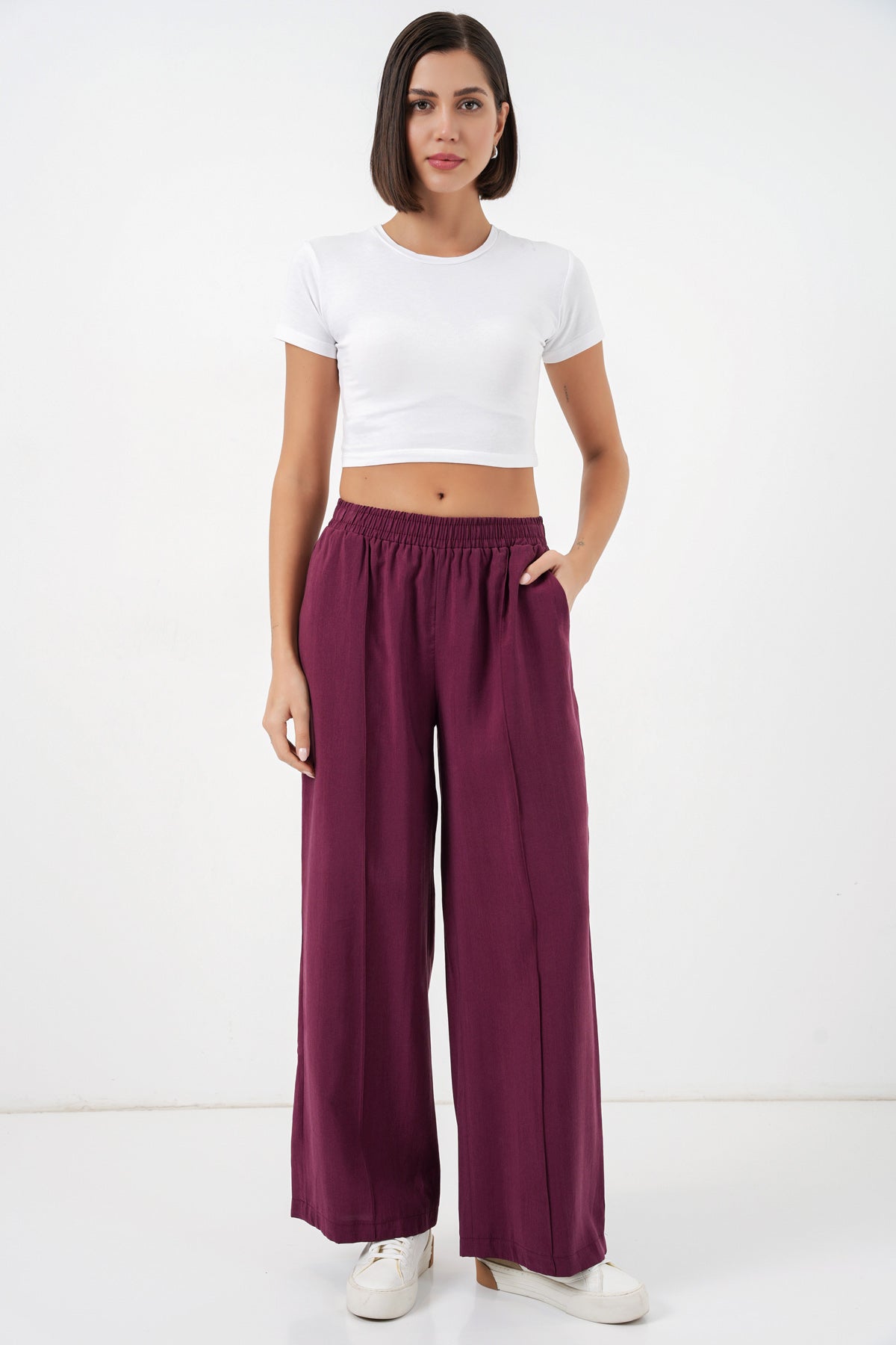 Burgundy Women Pants
