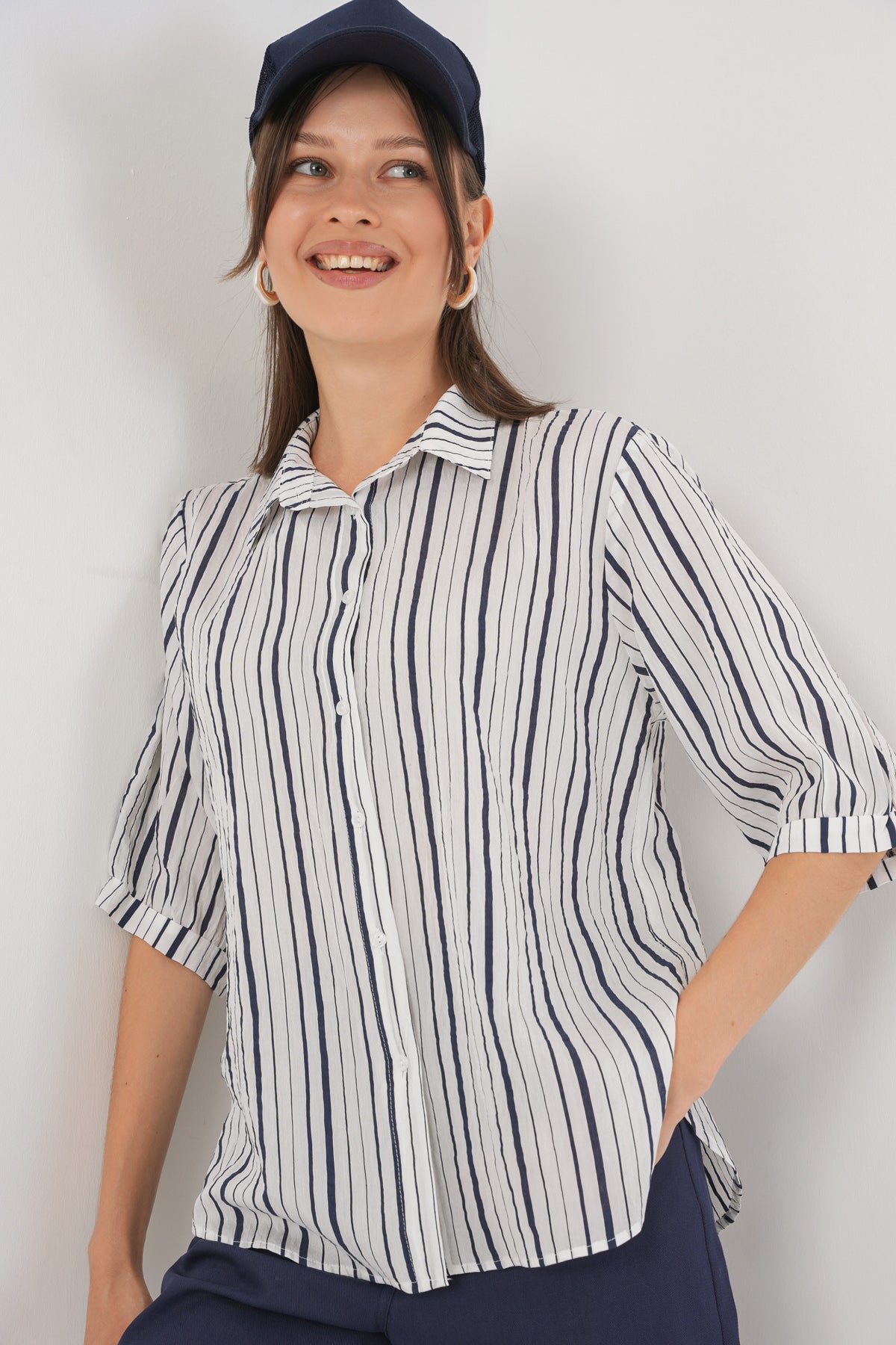 Navy Blue Women Shirt