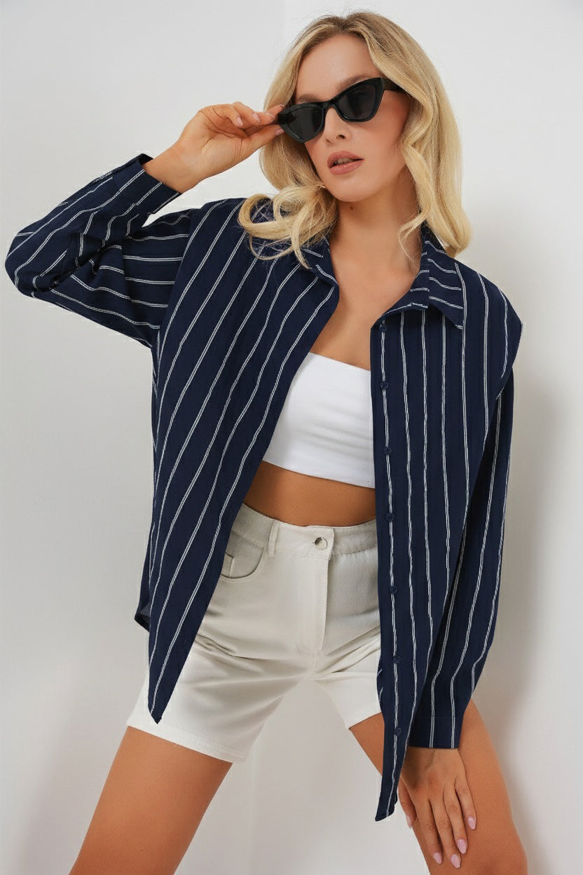 Navy Blue Women Shirt