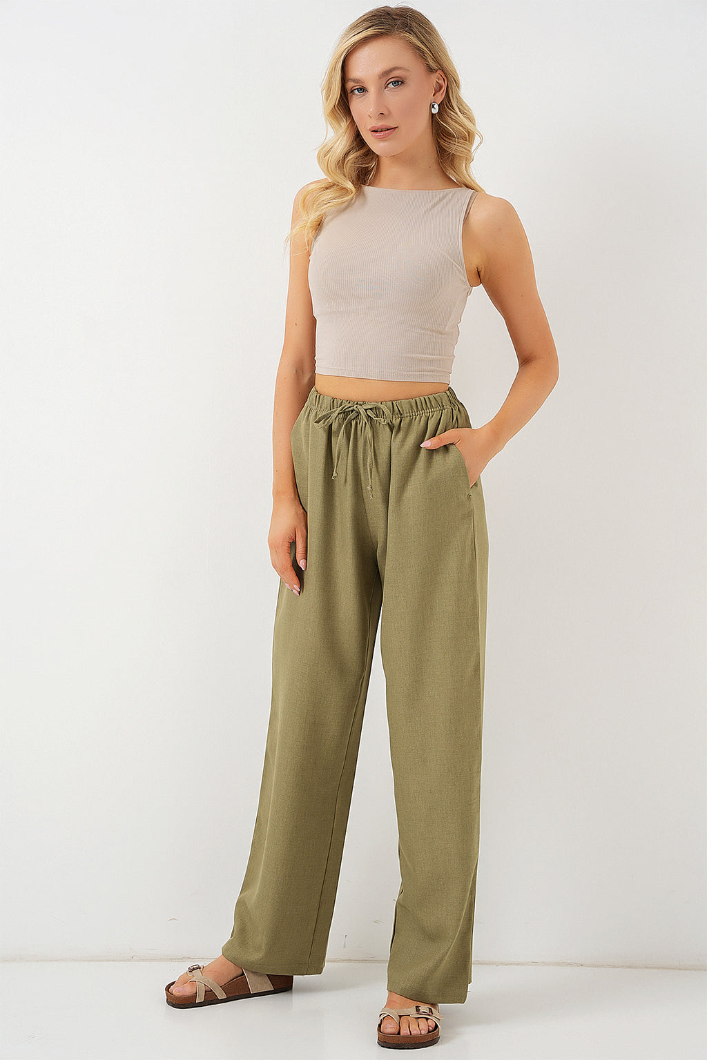 green Women Pants